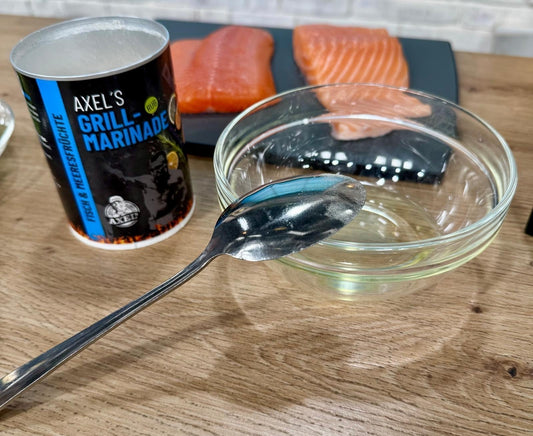 Gegrillter Lachs mit AXEL's Grillmarinade für Fisch und Meeresfrüchte