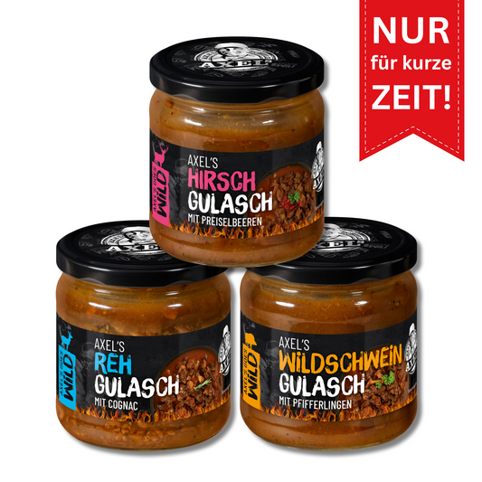 AXEL's goes Wild - Axels Wild-Gulasch Probierset im Glas 300 g  - 3er Set