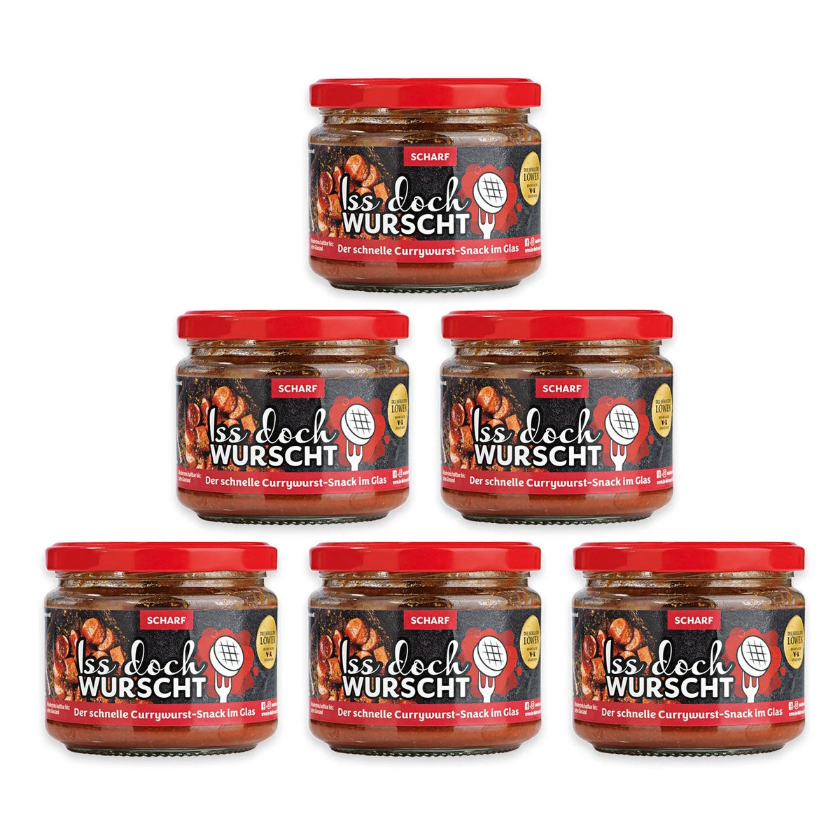 Iss doch Wurscht - Currywurst Scharf - im Glas 250g - 6er Set (L08W)