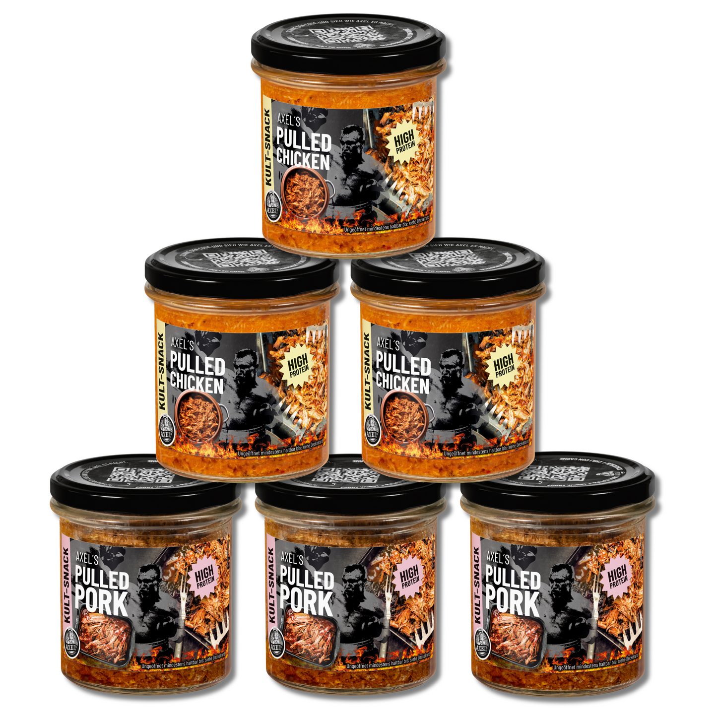 AXEL's Pulled Probier Set - 3 Pulled Pork, 3 Pulled Chicken