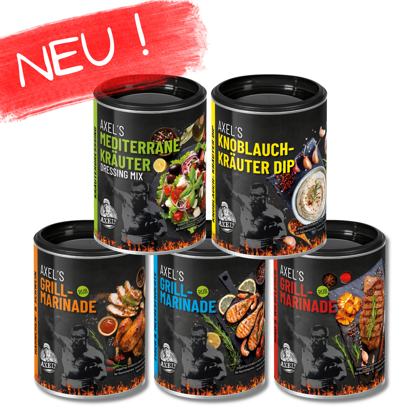 AXELs Grillmarinaden + Dip Probierset - 5 versch. Sorten - 5 er Set