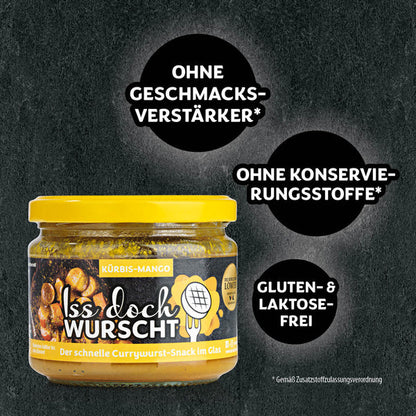 Iss doch Wurscht - Currywurst-Snack-Kürbis Mango - im Glas 250g - 6er Set