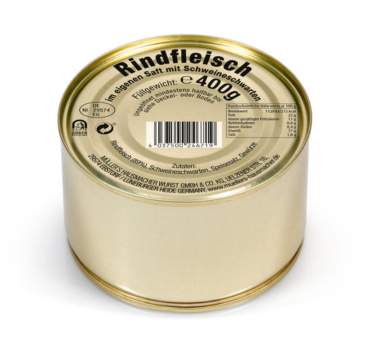 Müller's Rindfleisch in eigenem Saft mit Schweineschwarten 400g - 6er Set