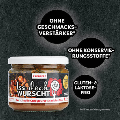 Iss doch Wurscht - Currywurst-Snack-Erdbeere - im Glas 250g - 6er Set