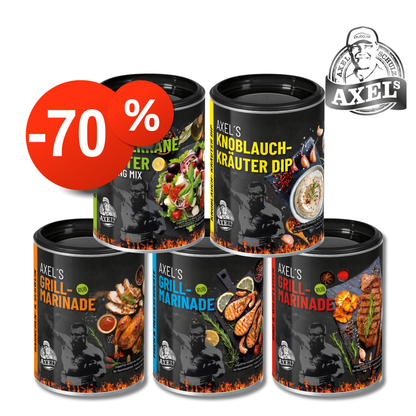 AXELs Grillmarinaden + Dip Probierset - 5 versch. Sorten - 5 er Set