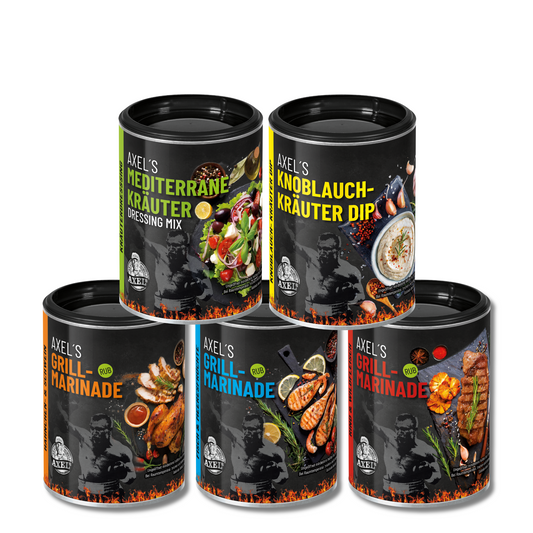 AXELs Grillmarinaden + Dip Probierset - 5 versch. Sorten - 5 er Set