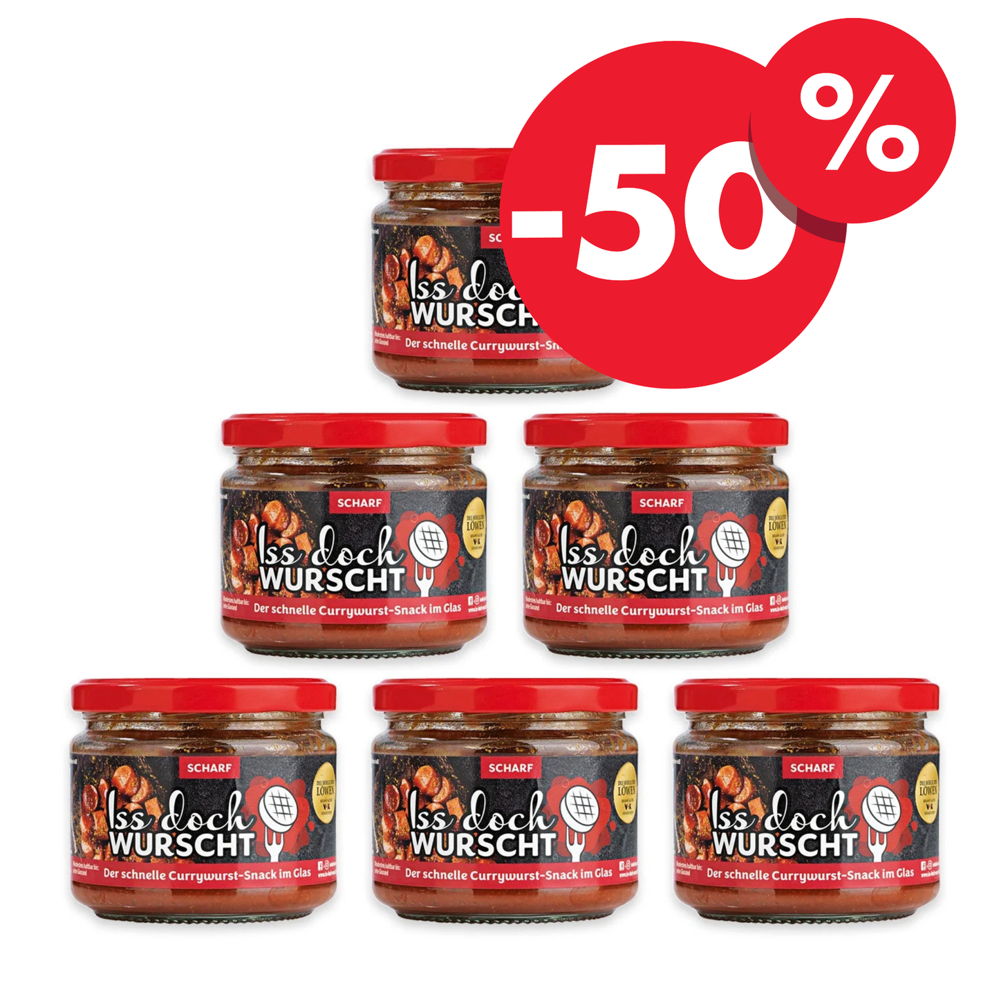 Iss doch Wurscht - Currywurst Scharf - im Glas 250g - 6er Set (L05R)