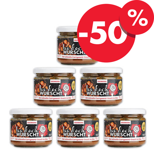 Iss doch Wurscht - Currywurst-Snack-Erdbeere - im Glas 250g - 6er Set