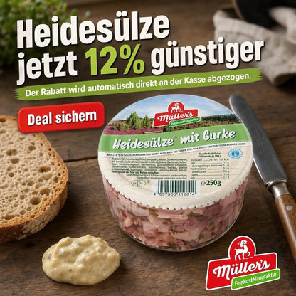 Müller's Heidesülze® mit Gurke – Hausmacher Sülze im Glas (250 g) | 6er-Pack