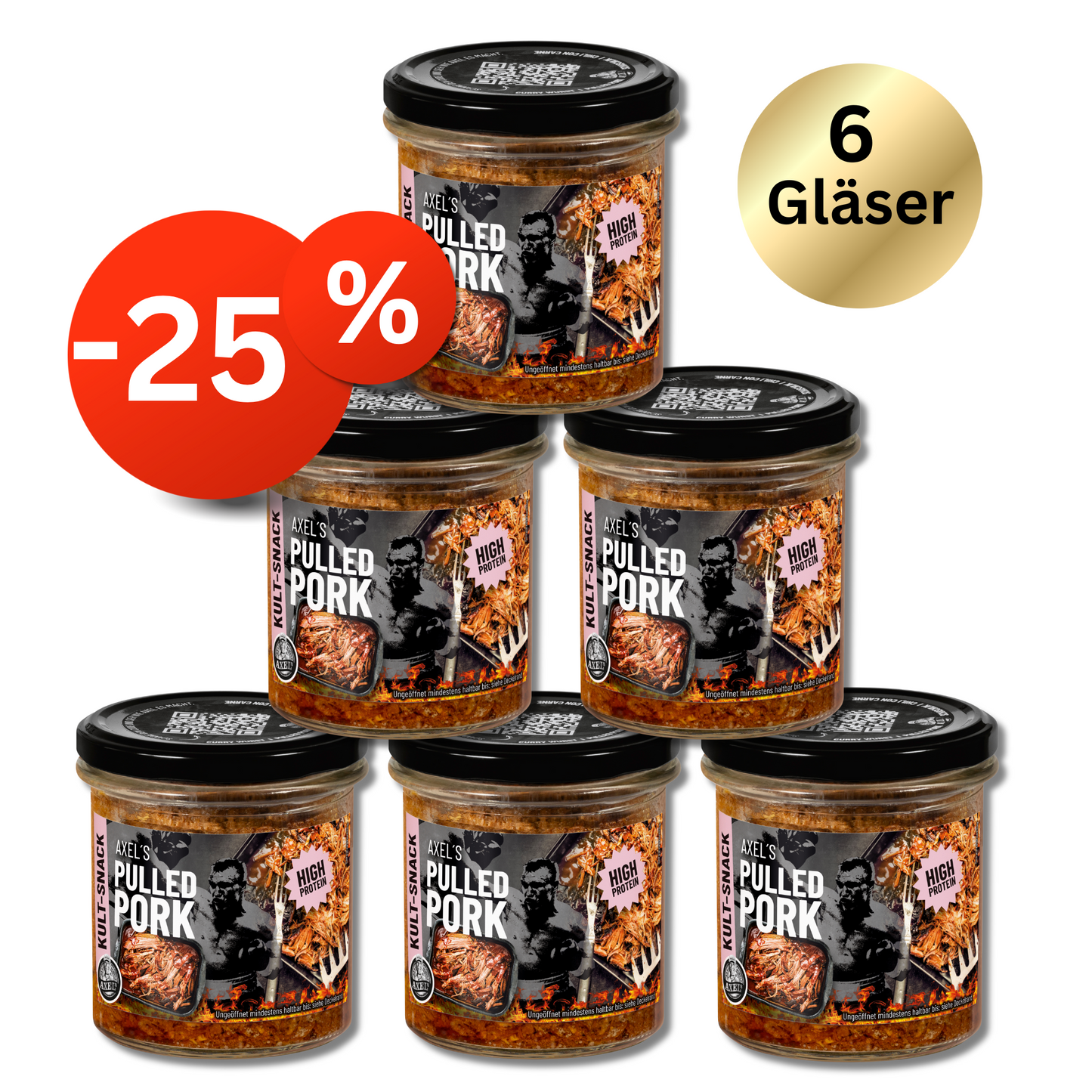 AXEL's Pulled Pork High Protein im Glas 250g - 6er Set (L079)